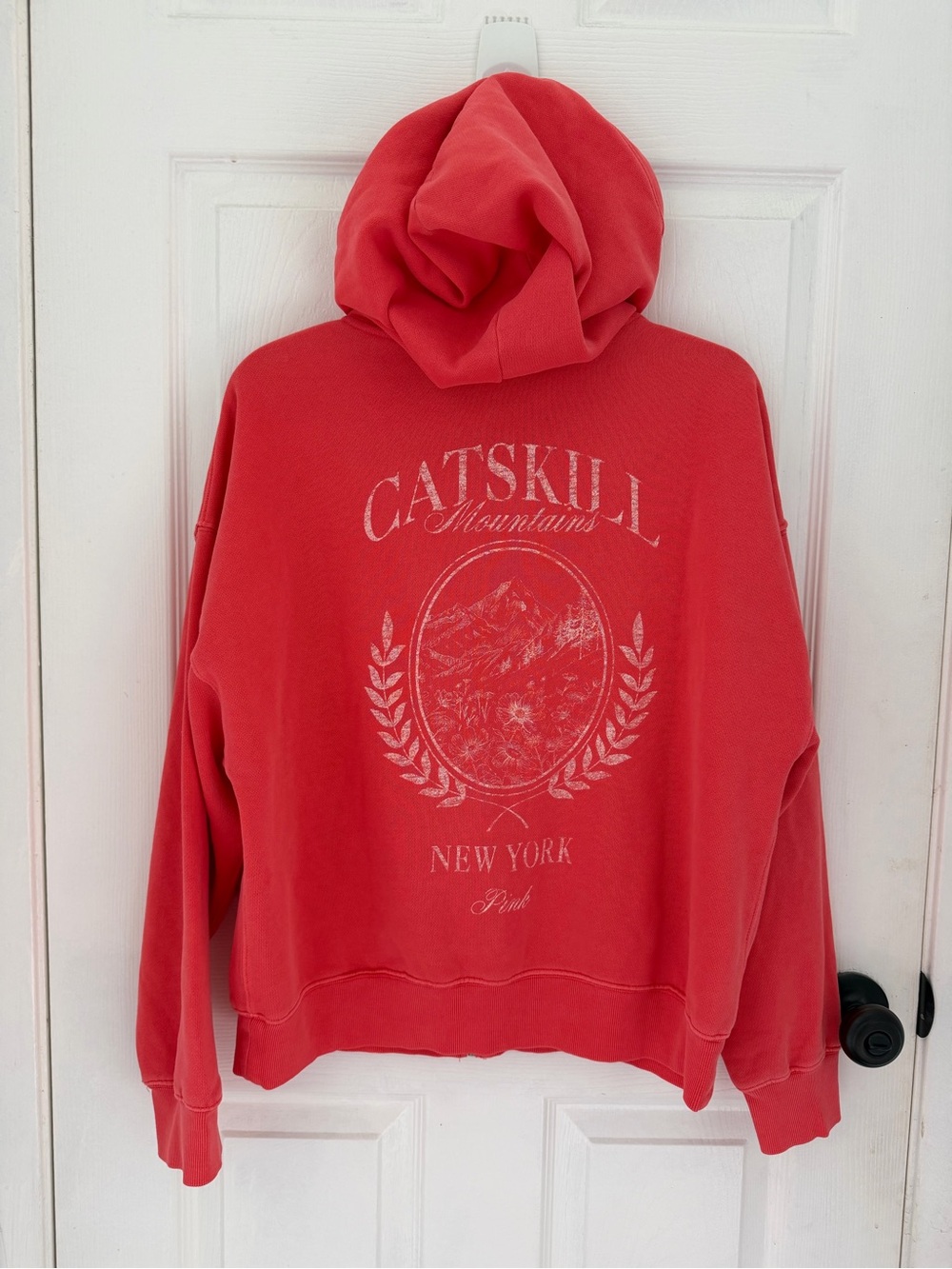 NWT VS PINK Ivy Fleece Campus Full-Zip Hoodie Graphic Catskill Mountains Size S